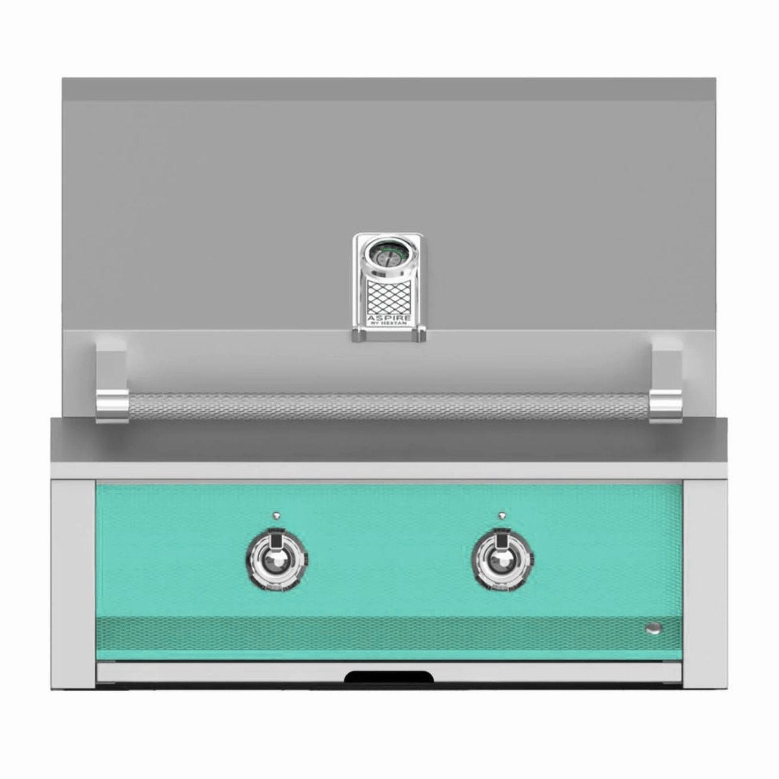 Aspire by Hestan 30-Inch Built-In Grill with Burner and Sear EMB30-NG-TQ stainless steel BBQ grill with side table