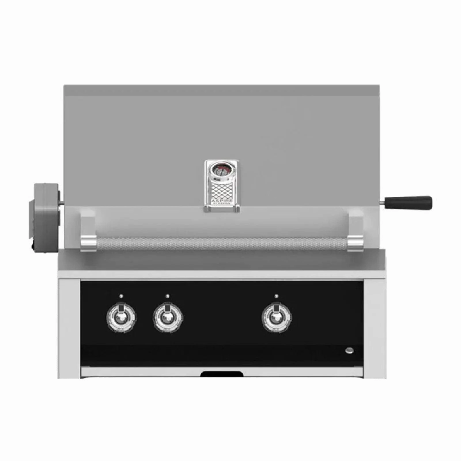 Aspire by Hestan 30 inch Liquid Propane Gas Grill with Burners and Rotisserie EABR30-LP-BK stainless steel BBQ grill with side table