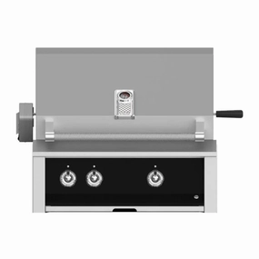Aspire by Hestan 30 inch Liquid Propane Gas Grill with Burners and Rotisserie EABR30-LP-BK stainless steel BBQ grill with side table