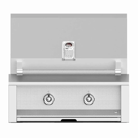Aspire by Hestan 30 inch Liquid Propane Grill with U Burner and Sear EMB30-LP stainless steel BBQ grill with side table