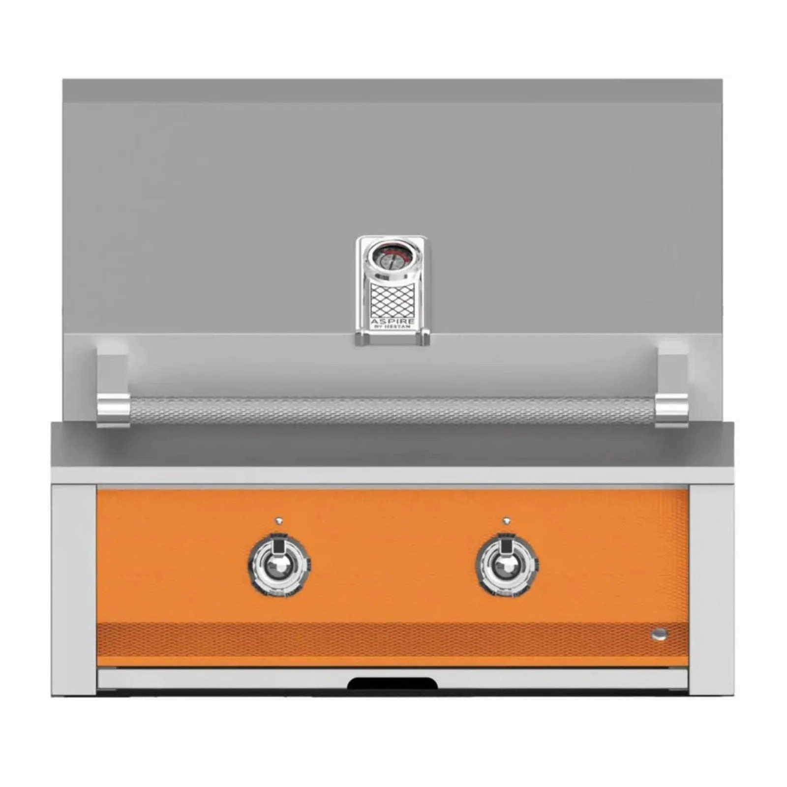 Aspire by Hestan 30 inch Liquid Propane Grill with U Burner and Sear EMB30-LP-OR stainless steel BBQ grill with side table