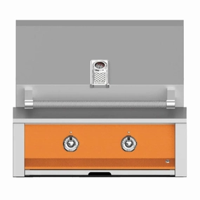 Aspire by Hestan 30 inch Liquid Propane Grill with U Burner and Sear EMB30-LP-OR stainless steel BBQ grill with side table