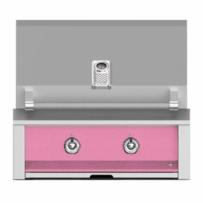 Aspire by Hestan 30 inch Liquid Propane Grill with U Burner and Sear EMB30-LP-PK stainless steel BBQ grill with side table