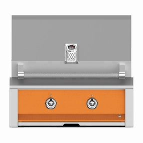 Aspire by Hestan 30-Inch Natural Gas Built-In Grill With Burners EAB30-NG-OR stainless steel BBQ grill with side table