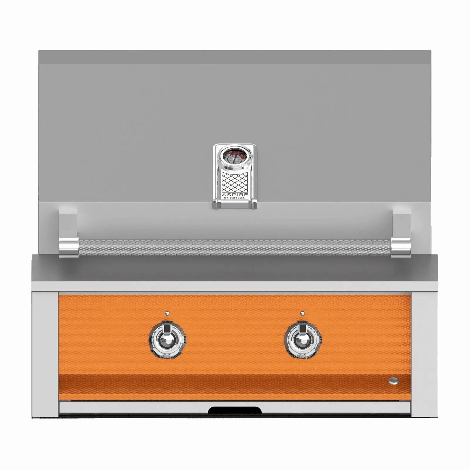 Aspire by Hestan 30-Inch Natural Gas Built-In Grill With Burners EAB30-NG-OR stainless steel BBQ grill with side table