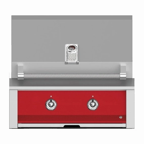 Aspire by Hestan 30-Inch Natural Gas Built-In Grill With Burners EAB30-NG-RD stainless steel BBQ grill with side table