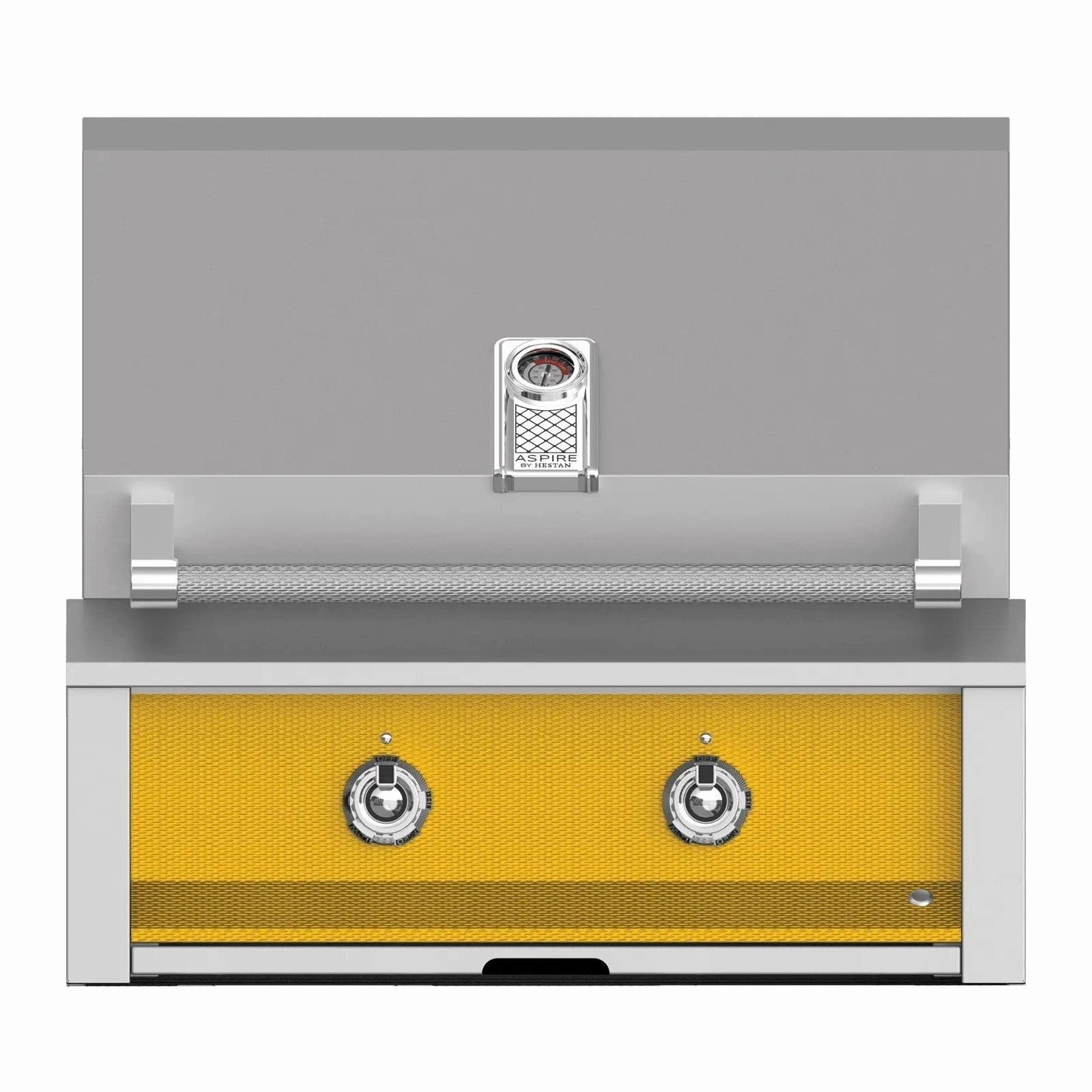 Aspire by Hestan 30-Inch Natural Gas Built-In Grill With Burners EAB30-NG-YW stainless steel BBQ grill with side table