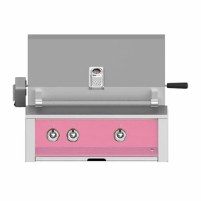 Aspire by Hestan 30-Inch Natural Gas Grill with Burners and Rotisserie EABR30-NG-PK stainless steel BBQ grill with side table