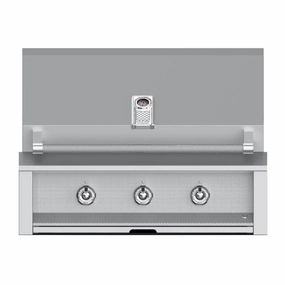 Aspire by Hestan 36-inch Liquid Propane Gas Grill with Burner and Sear EMB36-LP stainless steel BBQ grill with side table