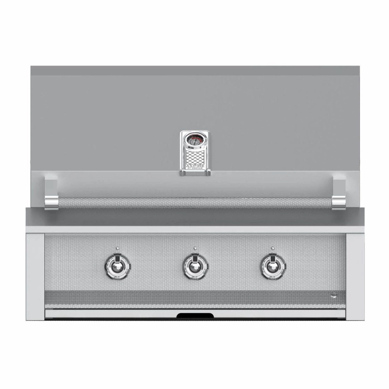 Aspire by Hestan 36-inch Liquid Propane Gas Grill with Burner and Sear EMB36-LP stainless steel BBQ grill with side table