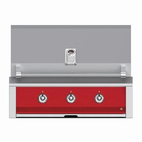 Aspire by Hestan 36-inch Liquid Propane Gas Grill with Burner and Sear EMB36-LP-RD stainless steel BBQ grill with side table