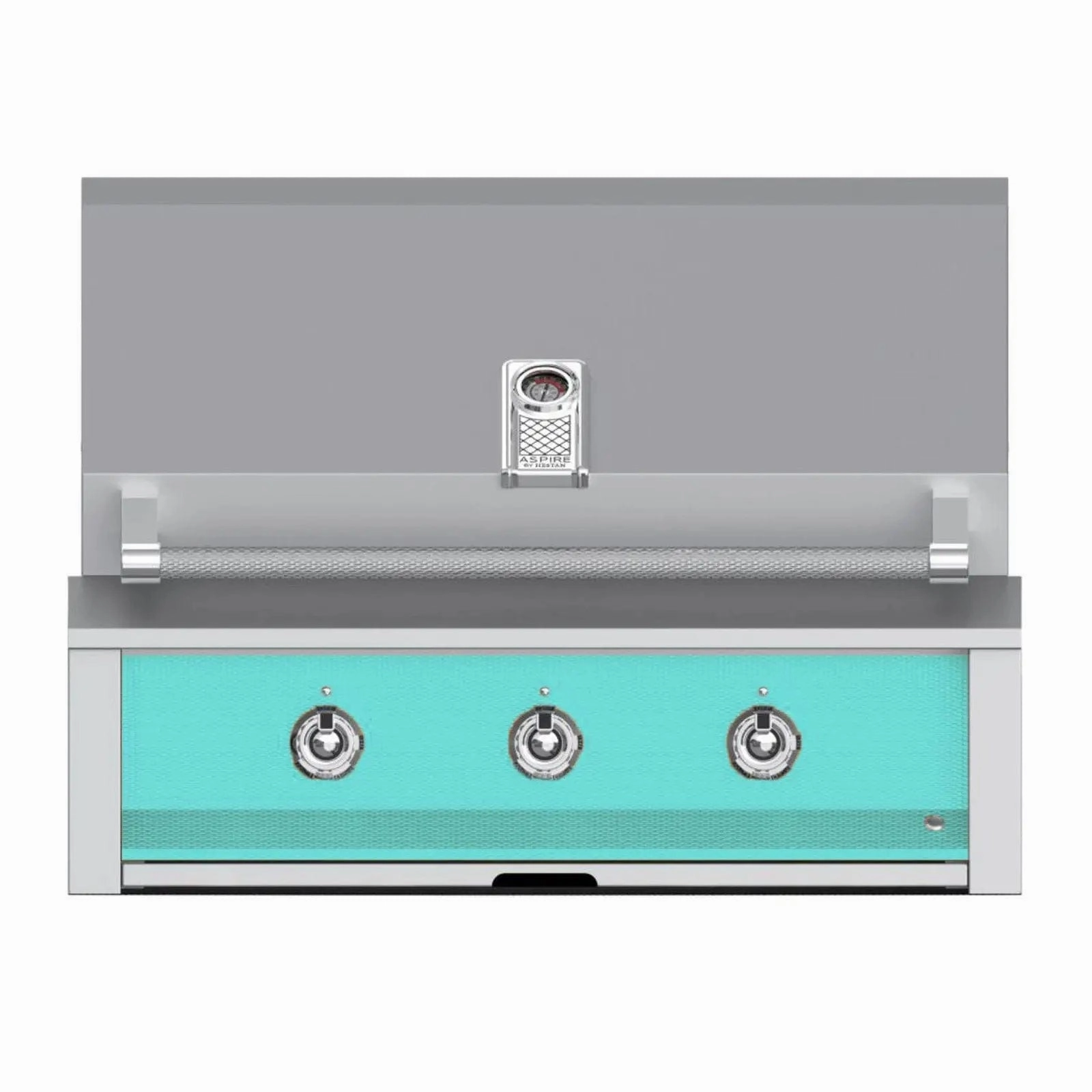 Aspire by Hestan 36-inch Liquid Propane Gas Grill with Burner and Sear EMB36-LP-TQ stainless steel BBQ grill with side table