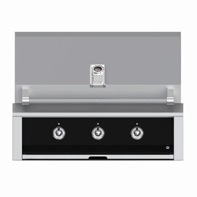 Aspire by Hestan 36-inch Liquid Propane Grill with 3 Burners EAB36-LP-BK stainless steel BBQ grill with side table