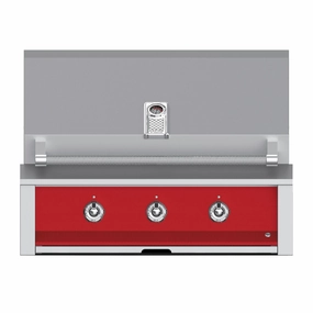 Aspire by Hestan 36-inch Liquid Propane Grill with 3 Burners EAB36-LP-RD stainless steel BBQ grill with side table