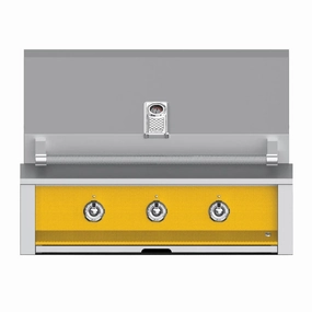 Aspire by Hestan 36-inch Liquid Propane Grill with 3 Burners EAB36-LP-YW stainless steel BBQ grill with side table