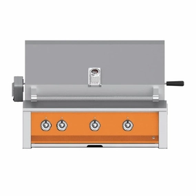 Aspire by Hestan 36-Inch Liquid Propane Grill with Burner,Sear and Rotisserie EMBR36-LP-OR stainless steel BBQ grill with side table