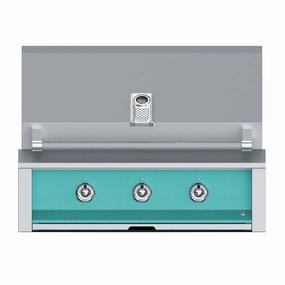 Aspire by Hestan 36-Inch Natural Gas Grill with 3 U Burners EAB36-NG-TQ stainless steel BBQ grill with side table