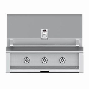 Aspire by Hestan 36-Inch Natural Gas Grill with 3 U Burners EAB36-NG stainless steel BBQ grill with side table