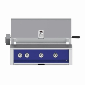 Aspire by Hestan 36-Inch Natural Gas Grill, with Burner,Sear and Rotisserie EMBR36-NG-BU stainless steel BBQ grill with side table