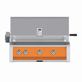 Aspire by Hestan 36-Inch Natural Gas Grill, with Burner,Sear and Rotisserie EMBR36-NG-OR stainless steel BBQ grill with side table