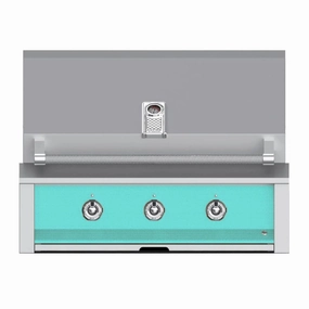 Aspire by Hestan 36-Inch Natural Gas Grill with Dual Burner and Sear EMB36-NG-TQ stainless steel BBQ grill with side table