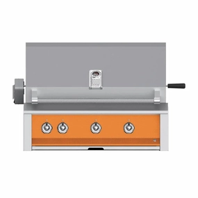 Aspire by Hestan 36-Inch Natural Gas Grill with U-Burners and Rotisserie EABR36-NG-OR stainless steel BBQ grill with side table