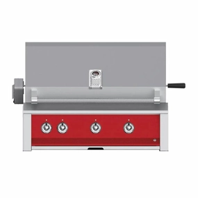 Aspire by Hestan 36-Inch Natural Gas Grill with U-Burners and Rotisserie EABR36-NG-RD stainless steel BBQ grill with side table