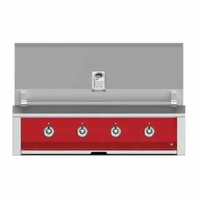Aspire by Hestan 42-Inch Liquid Propane Gas Grill with 4 U-Burners EAB42-LP-RD stainless steel BBQ grill with side table