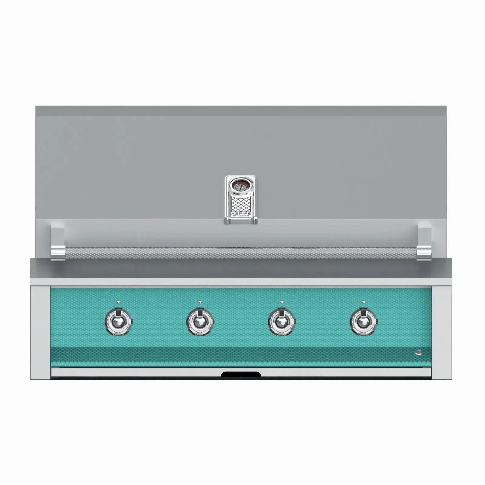 Aspire by Hestan 42-Inch Liquid Propane Gas Grill with 4 U-Burners EAB42-LP-TQ stainless steel BBQ grill with side table