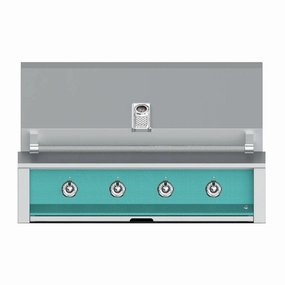 Aspire by Hestan 42-Inch Liquid Propane Gas Grill with 4 U-Burners EAB42-LP-TQ stainless steel BBQ grill with side table