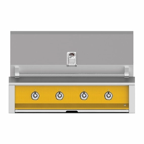 Aspire by Hestan 42-Inch Liquid Propane Gas Grill with 4 U-Burners EAB42-LP-YW stainless steel BBQ grill with side table