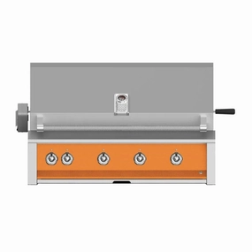 Aspire by Hestan 42-Inch Liquid Propane Gas Grill with Burner ,Sear and Rotisserie EMBR42-LP-OR stainless steel BBQ grill with side table