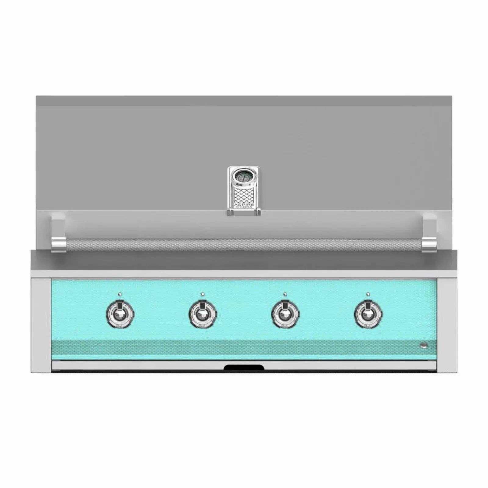 Aspire by Hestan 42-Inch Natural Gas Grill with 3 U-Burner and 1 Sear EMB42-NG-TQ stainless steel BBQ grill with side table
