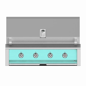 Aspire by Hestan 42-Inch Natural Gas Grill with 3 U-Burner and 1 Sear EMB42-NG-TQ stainless steel BBQ grill with side table