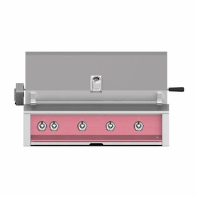Aspire by Hestan 42-Inch Natural Gas Grill with 4 U-Burners and Rotisserie EABR42-NG-PK stainless steel BBQ grill with side table