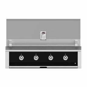 Aspire by Hestan 42-Inch Natural Gas Grill with 4 U-Burners EAB42-NG-BK stainless steel BBQ grill with side table