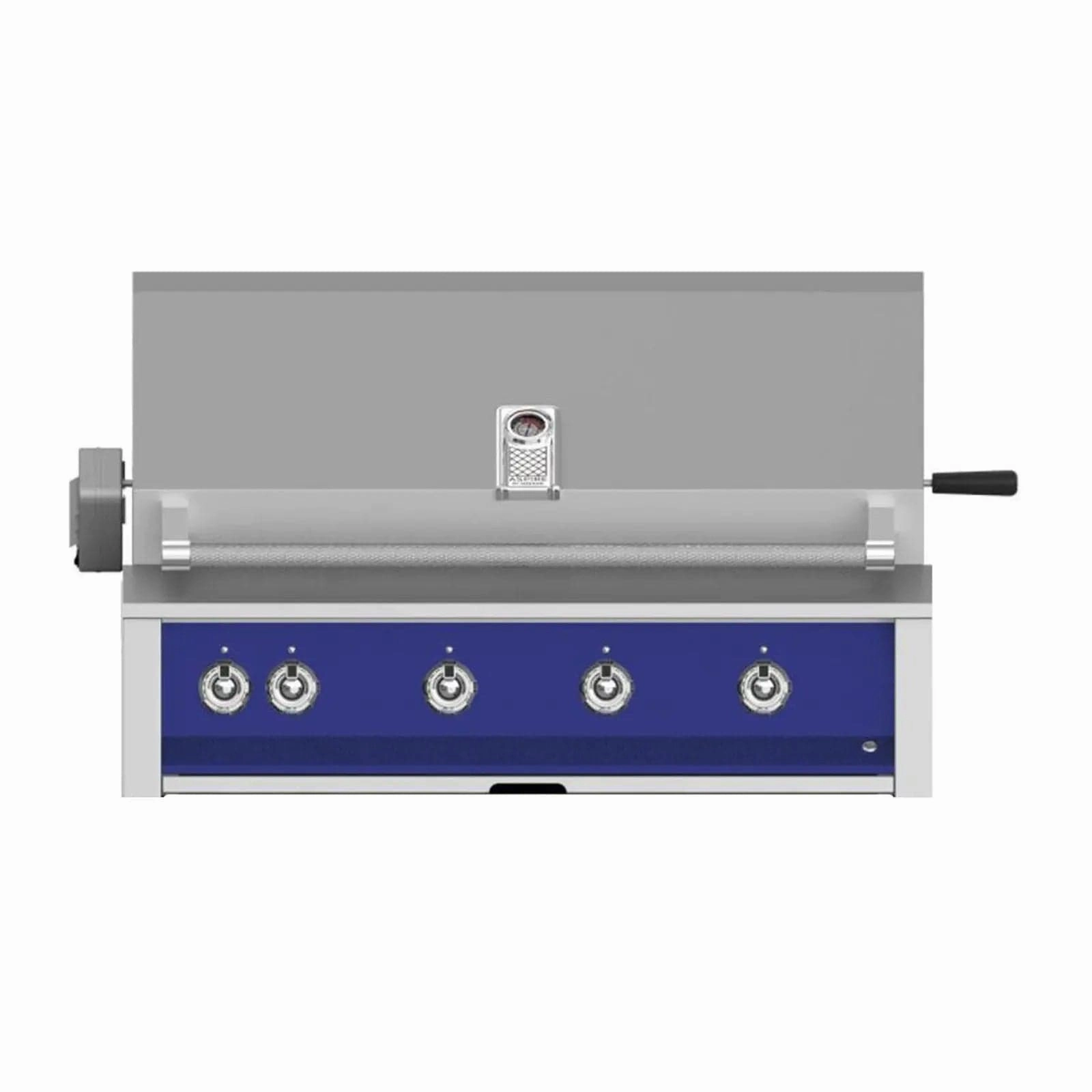 Aspire by Hestan 42-inch Natural Gas Grill with Burner, Sear and Rotisserie EMBR42-NG-BU stainless steel BBQ grill with side table