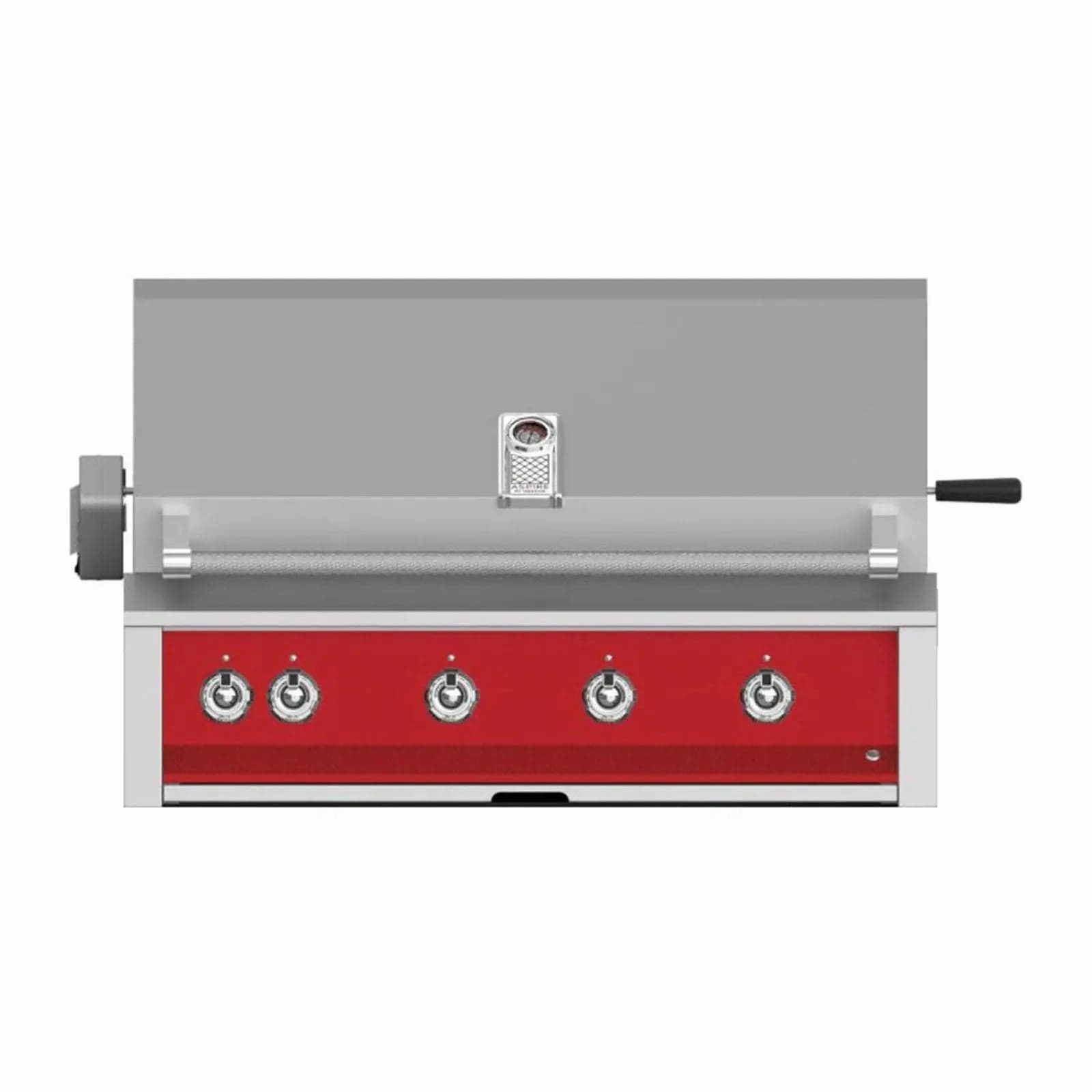 Aspire by Hestan 42-inch Natural Gas Grill with Burner, Sear and Rotisserie EMBR42-NG-RD stainless steel BBQ grill with side table