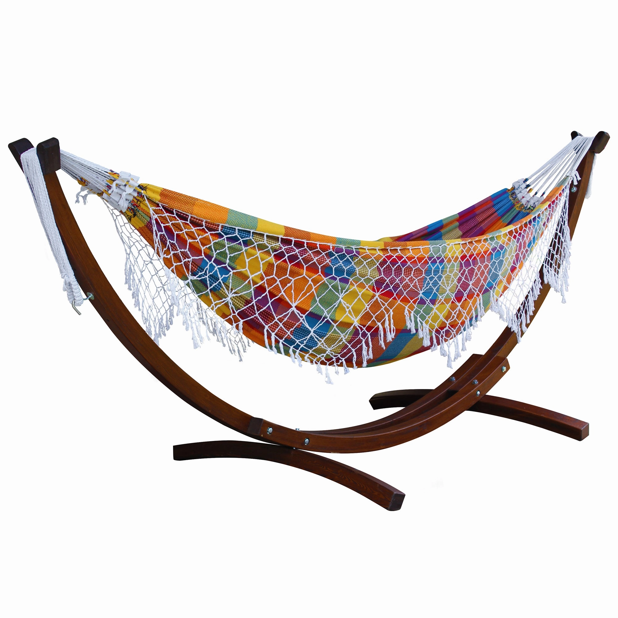 Authentic Brazilian Hammock with Solid Pine Stand (10ft/305cm) - Carnival outdoor hammock with stand and canopy