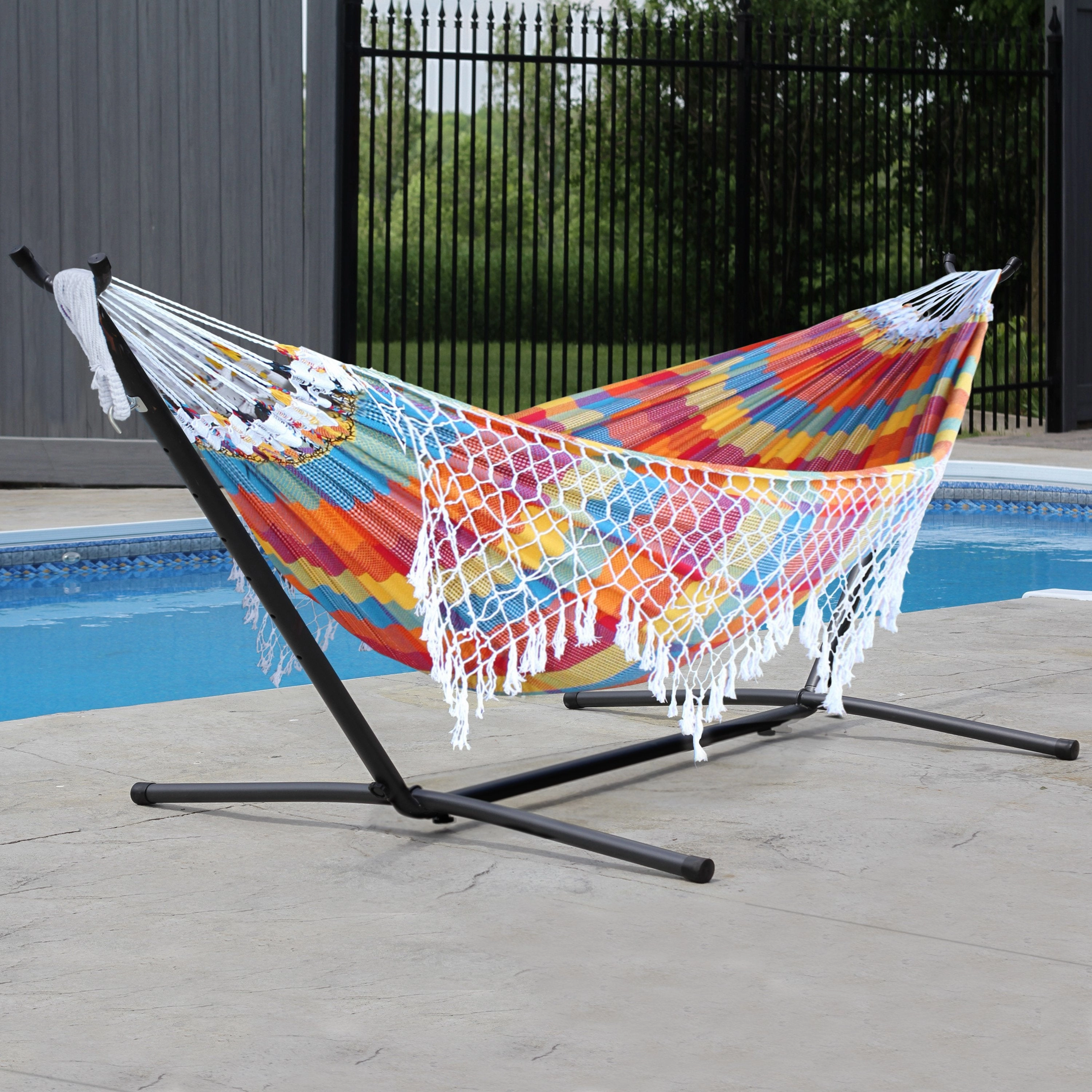 Authentic Brazilian Hammock with Stand (10ft/290cm) - Carnival