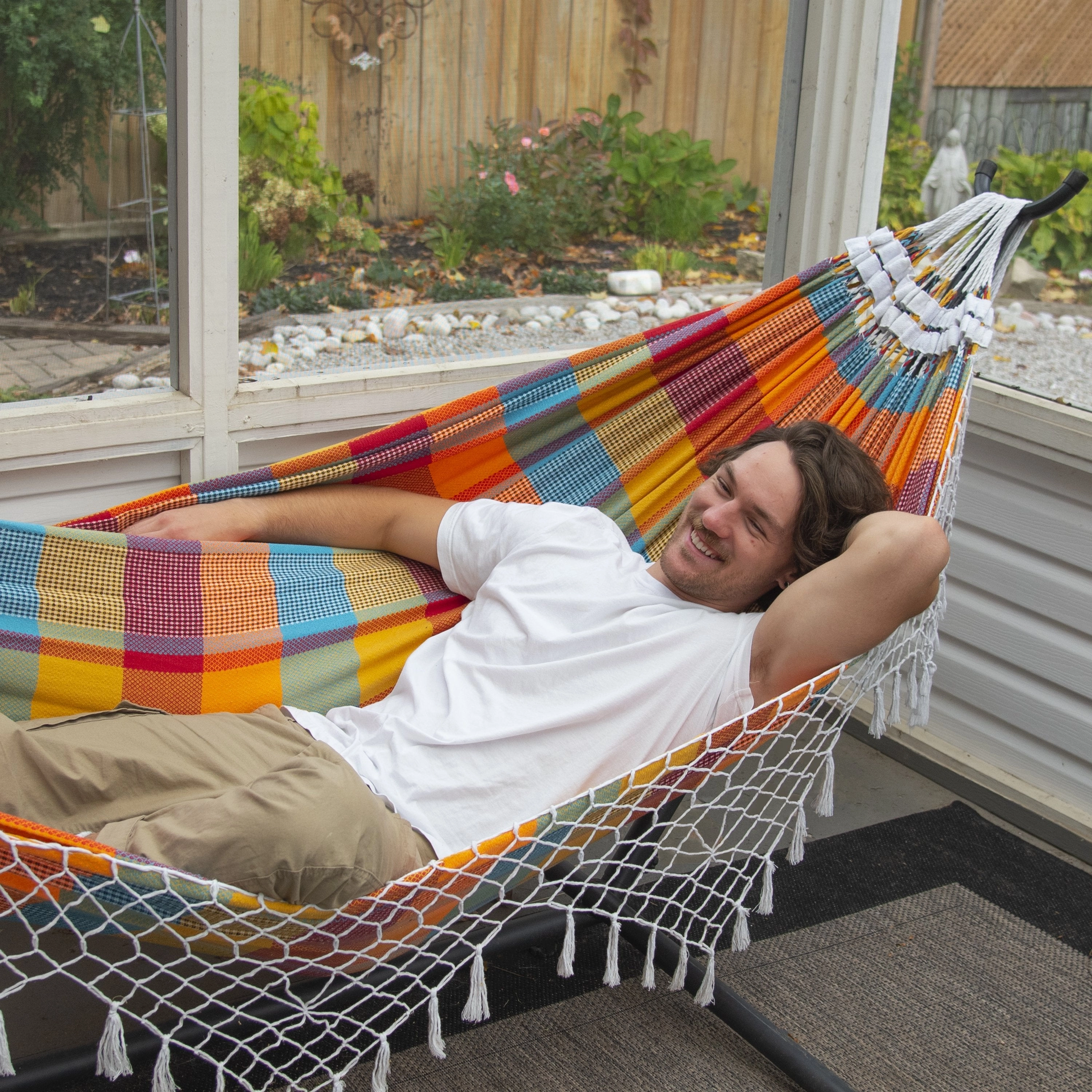 Authentic Brazilian Hammock with Stand (10ft/290cm) - Carnival