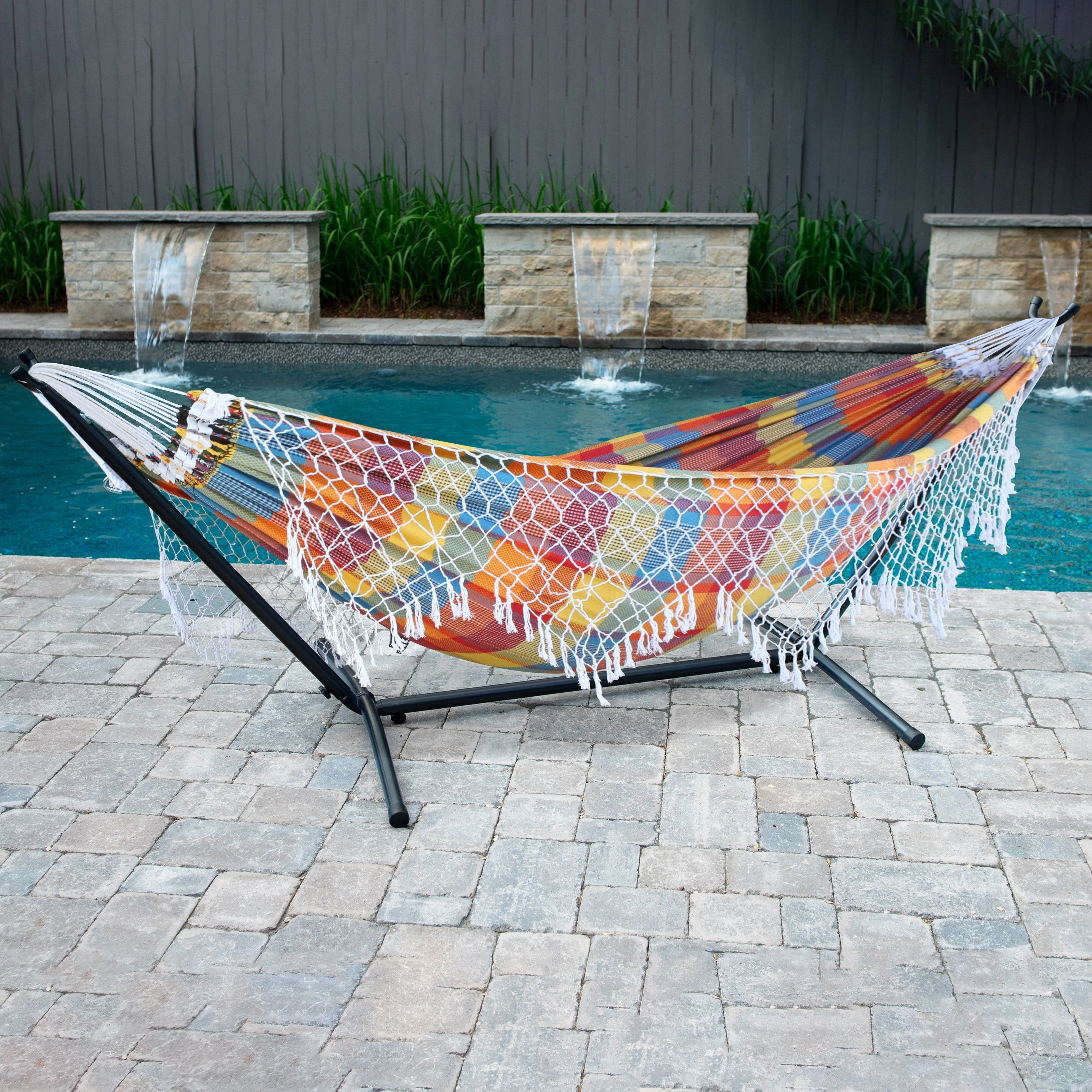 Authentic Brazilian Hammock with Stand (10ft/290cm) - Carnival