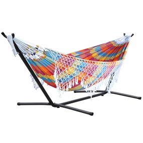 Authentic Brazilian Hammock with Stand (10ft/290cm) - Carnival outdoor hammock with stand and canopy
