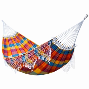 Authentic Brazilian Tropical Hammock - Carnival outdoor hammock with stand and canopy