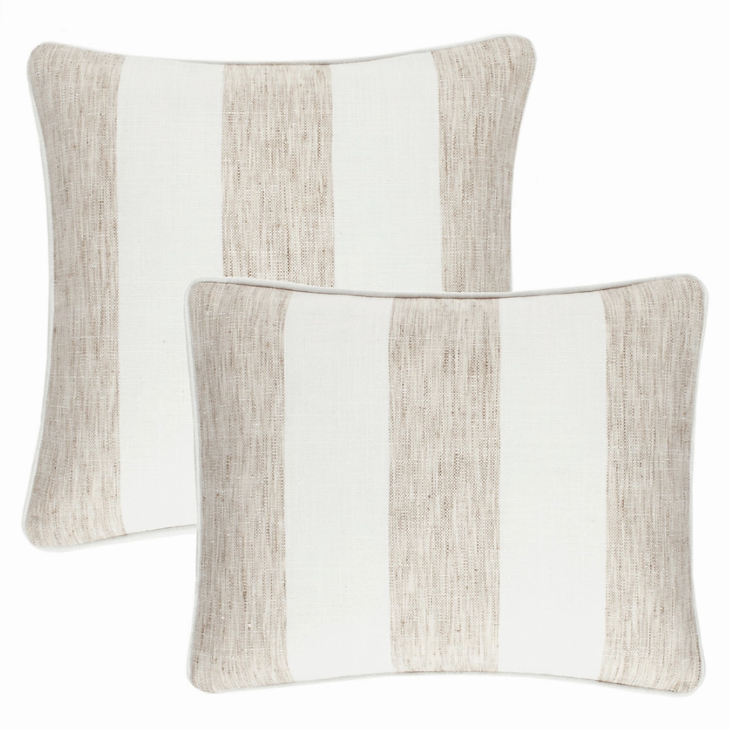Awning Stripe Indoor/Outdoor Decorative Pillow Cover - Naturalwaterproof outdoor throw pillow