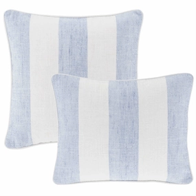 Awning Stripe Indoor/Outdoor Decorative Pillow Cover - Soft French Bluewaterproof outdoor throw pillow