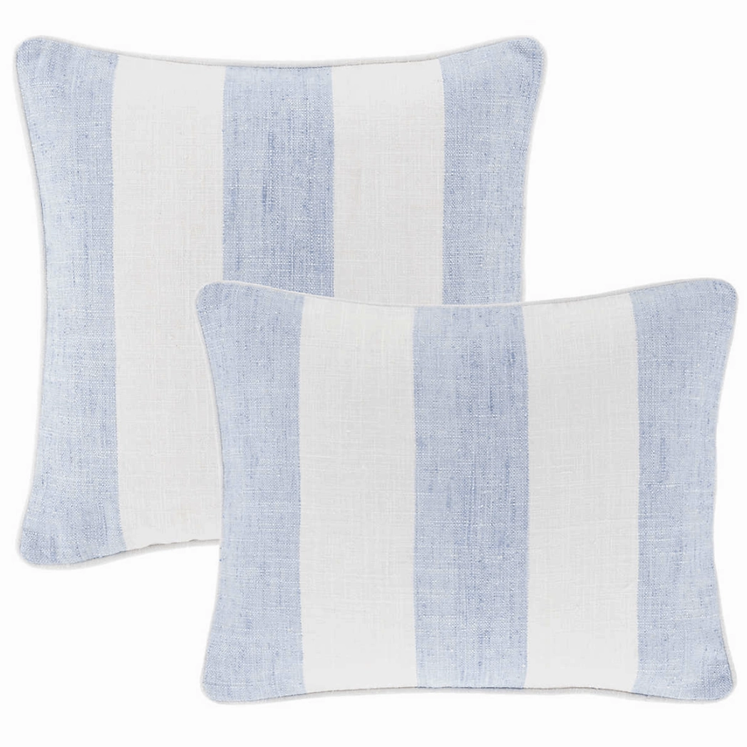 Awning Stripe Indoor/Outdoor Decorative Pillow Cover - Soft French Bluewaterproof outdoor throw pillow