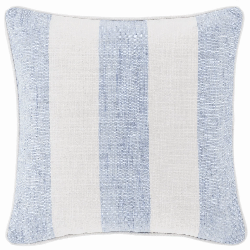 Awning Stripe Indoor/Outdoor Decorative Pillow Cover - Soft French Blue