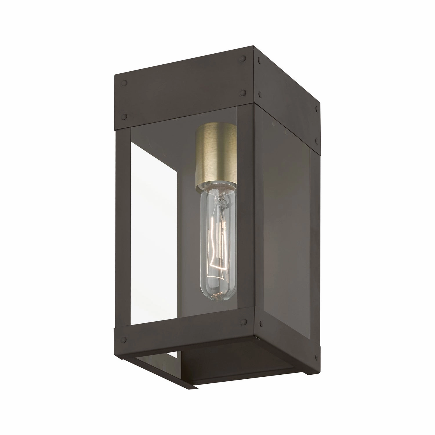 Barrett One Light Outdoor Wall Lantern Bronze w/Antique Brass Candle
