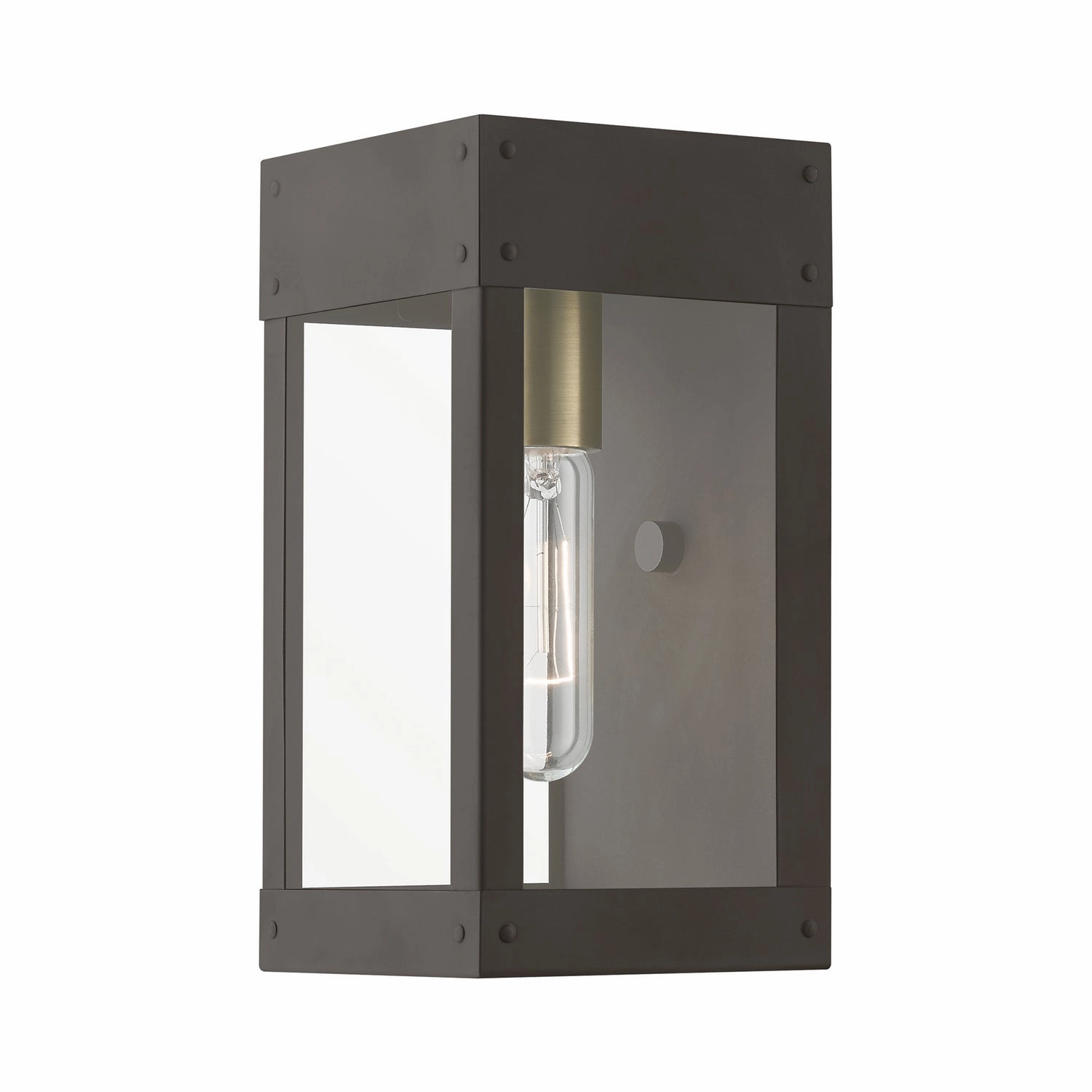Barrett One Light Outdoor Wall Lantern Bronze w/Antique Brass Candle